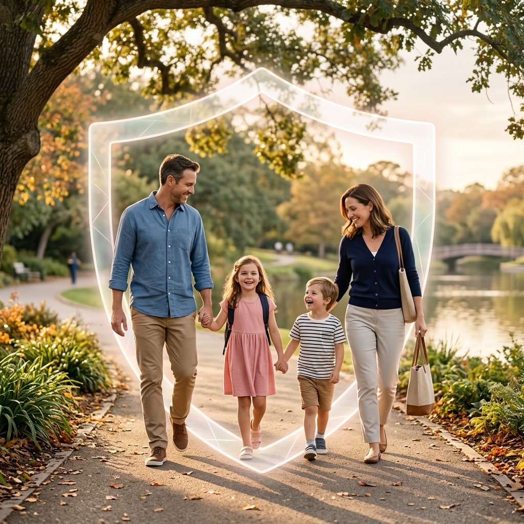 Family security and life insurance illustration